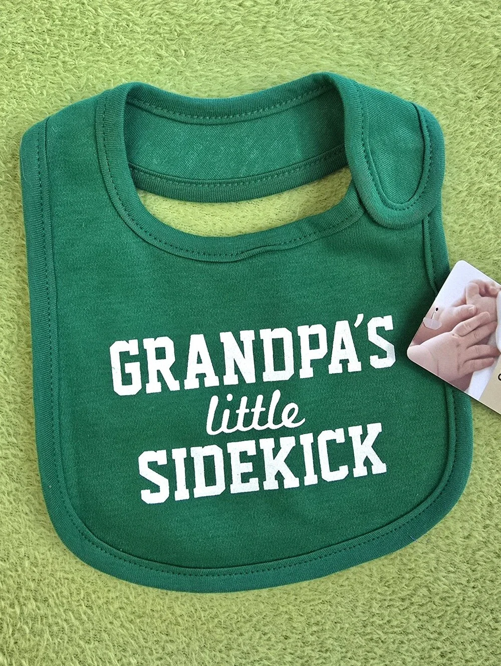 NWT  Baby BOYS - GREEN Bib & White Text - 